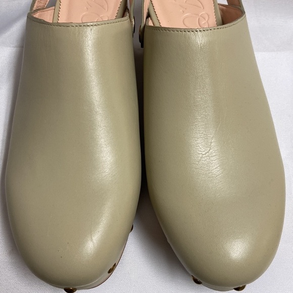 J. Crew Convertible Leather Studded Clogs Sage Green Size 9 - Picture 4 of 7